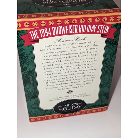 Vintage Budweiser 1994 Hometown Holiday CS211 Stein 15th In The Holiday Series - Picture 10 of 10